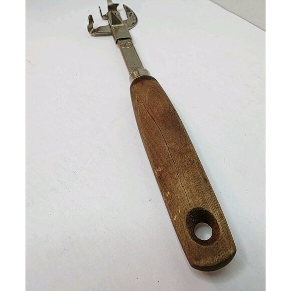 Vtg EKCO USA Can Bottle Opener Wood Handle Tool Steel Tempered Manual Bar - Picture 2 of 4